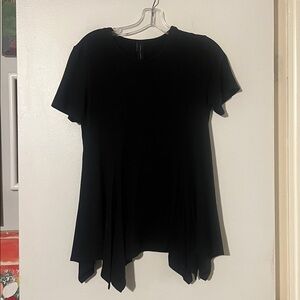 AMMA black cap sleeve handkerchief hem top